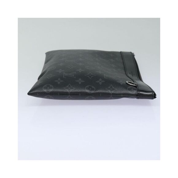 Pre Loved Louis Vuitton Monogram Eclipse Pochette Clutch Unisex Black Clutch - Picture 5 of 8